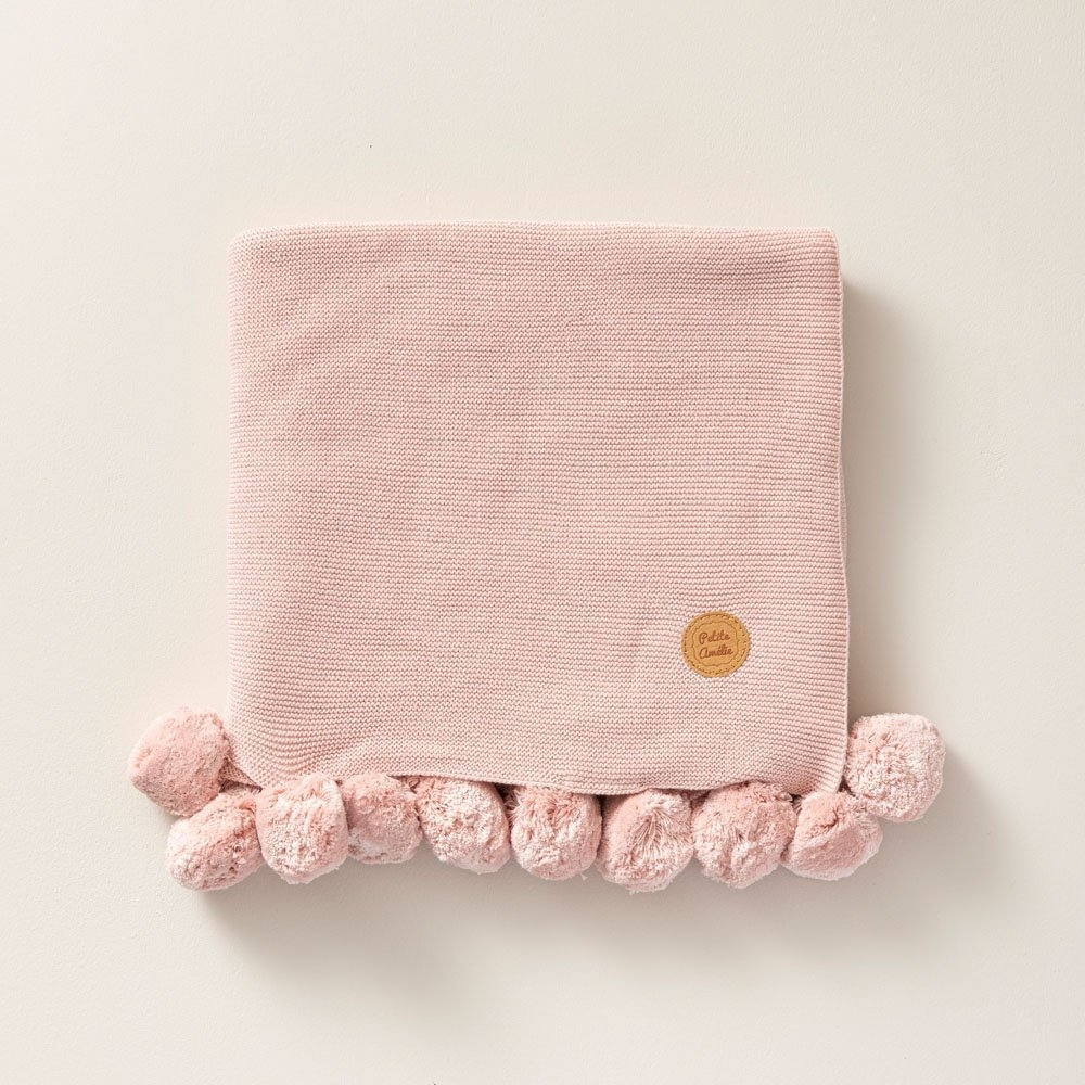 Babydecke mit Pompons in 80x100 Petite Rosa | Amélie