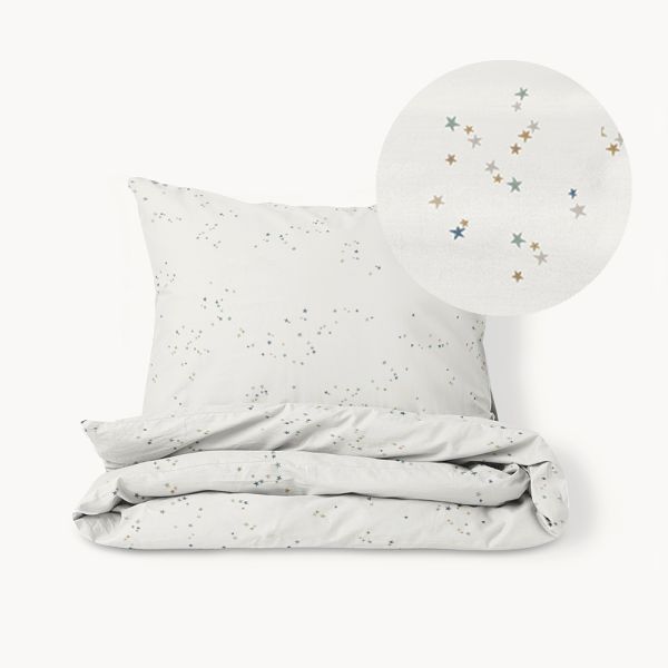 Bettwäsche-Set Sterne 120x150 cm aus Baumwolle in Off White von Petite Amélie 