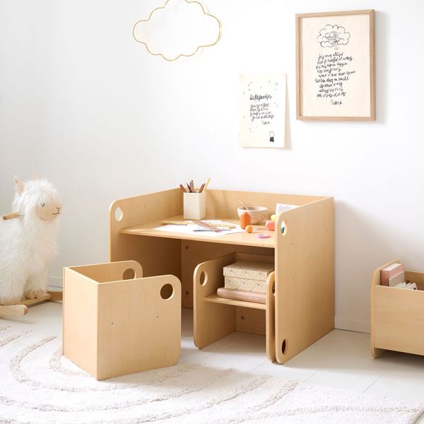 Montessori Tisch Ellipse aus weißem Holz von Petite Amélie