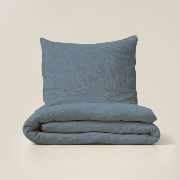 Musselin Bettbezug 120x150 cm in Jeansblau von Petite Amélie 