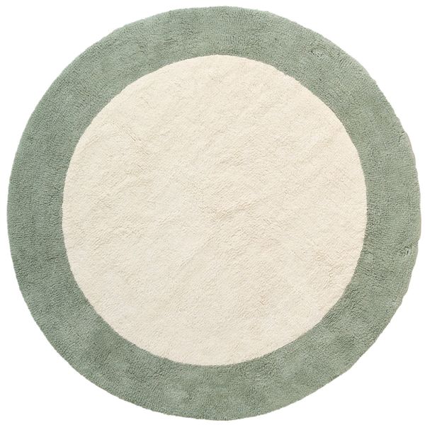 Teppich runde Form in grün und beige 110 cm aus Baumwolle von Petite Amélie
